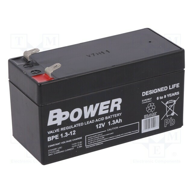 BPOWER Re-battery: acid-lead; 12V; 1.3Ah