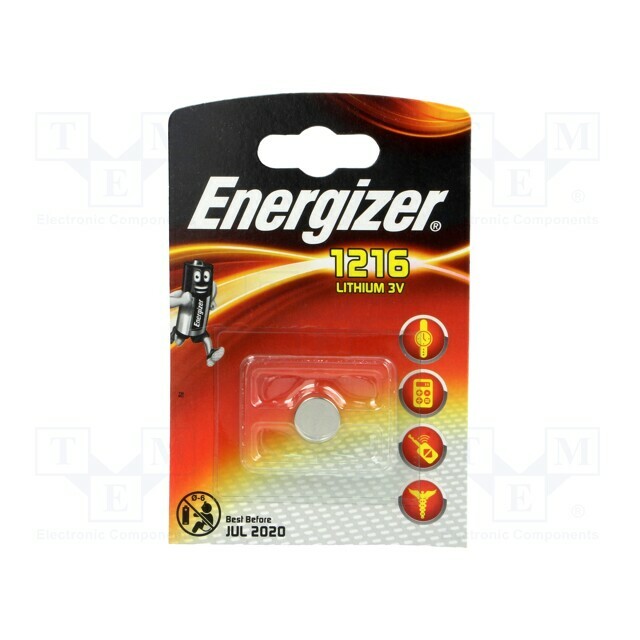 ENERGIZER Battery: lithium; CR1216,coin; 3V