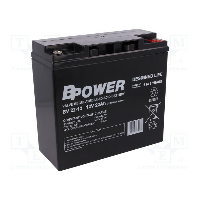 BPOWER Re-battery: acid-lead; 12V; 22Ah; AGM