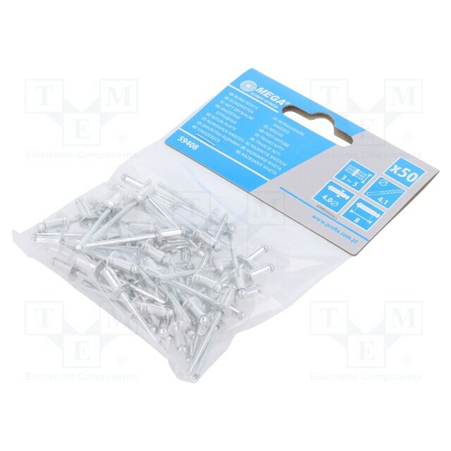 MEGA Rivet; aluminium; Rivet diam: 4mm
