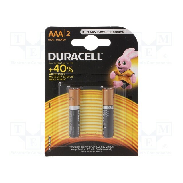 DURACELL Battery: alkaline; AAA,R3; 1