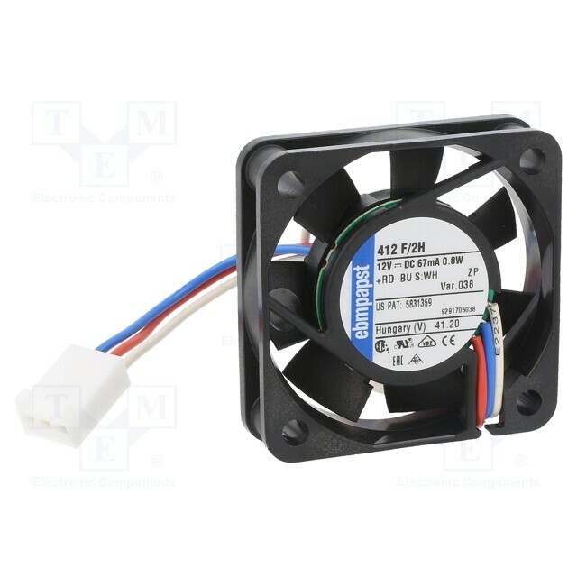 EBM-PAPST Fan: DC; 40x40x10mm; axial; 12VDC