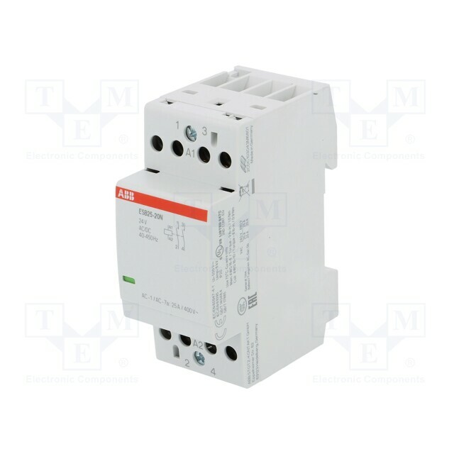 ABB Contactor: 2-pole installation; 25A; 24VAC