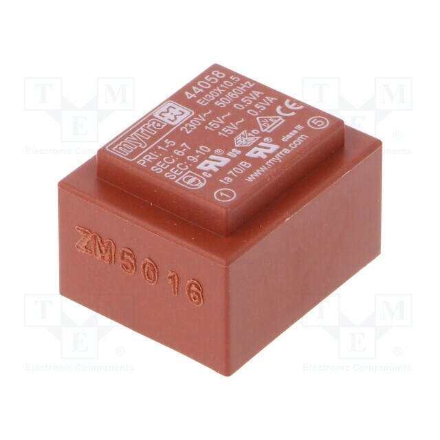Transformer: encapsulated; 1VA; 230VAC; 15V; 15V