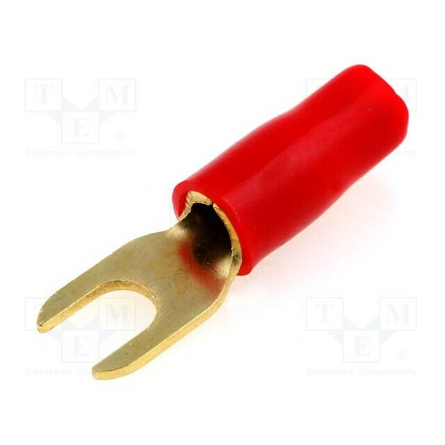 ACV Terminal: fork; insulated; red; gold-plated