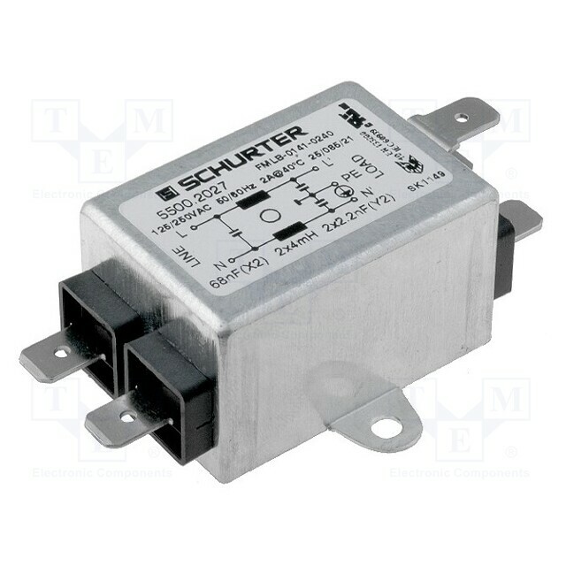 SCHURTER Filter: anti-interference; mains; 250VAC; Cx: