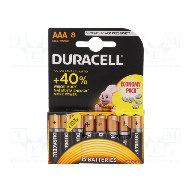 DURACELL Battery: alkaline; AAA,R3; 1