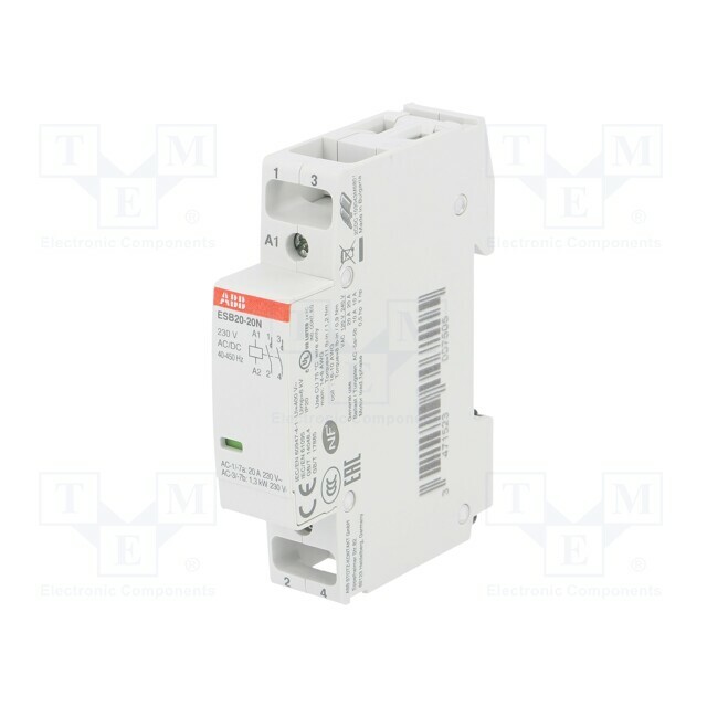 ABB Contactor: 2-pole installation; 20A; 230VAC