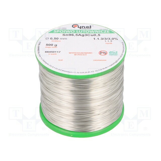 CYNEL Tin; lead free; Sn96,5Ag3Cu0