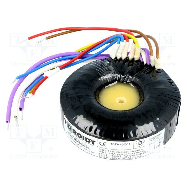 TOROIDY Transformer: toroidal audio; 40VA; 115VAC