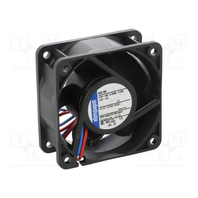 EBM-PAPST Fan: DC; 60x60x25mm; axial; 12VDC