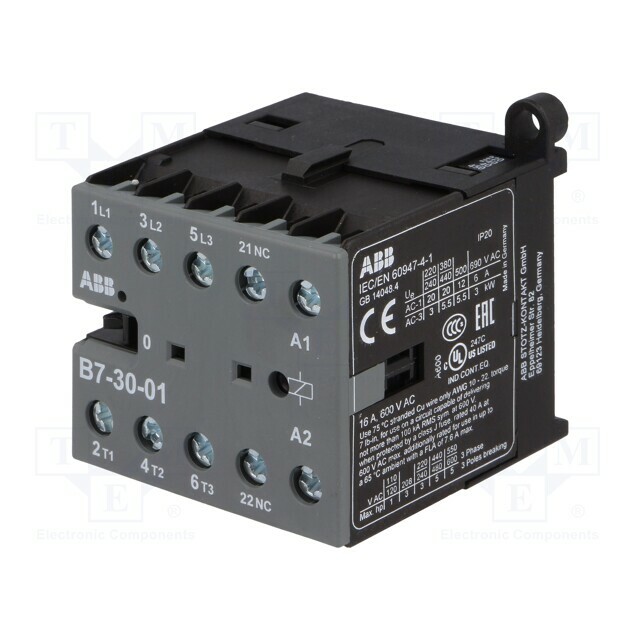 ABB Contactor: 3-pole; NO x3; Auxiliary