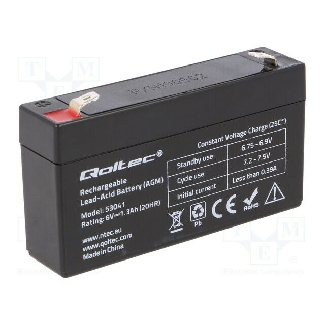 QOLTEC Re-battery: acid-lead; 6V; 1.3Ah