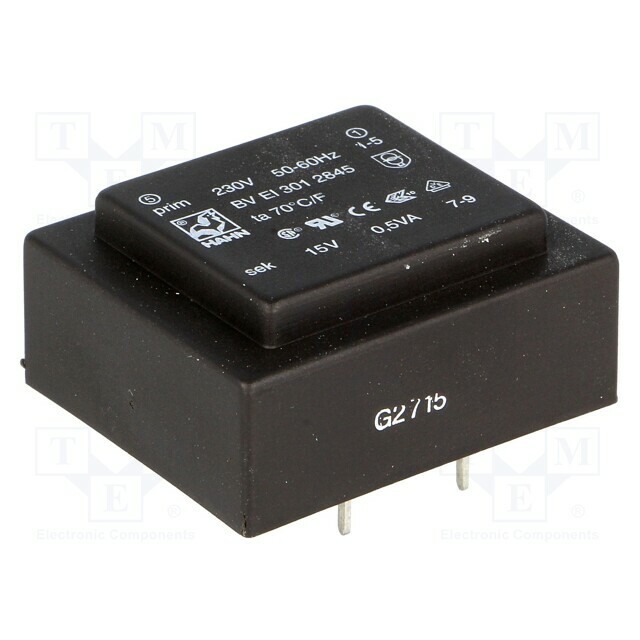 HAHN Transformer: encapsulated; 0.5VA; 230VAC