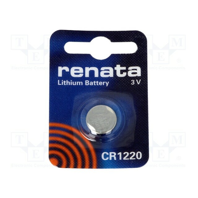 RENATA Battery: lithium; coin; CR1220; 3V