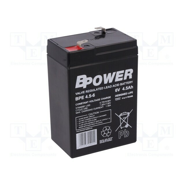 BPOWER Re-battery: acid-lead; 6V; 4.5Ah