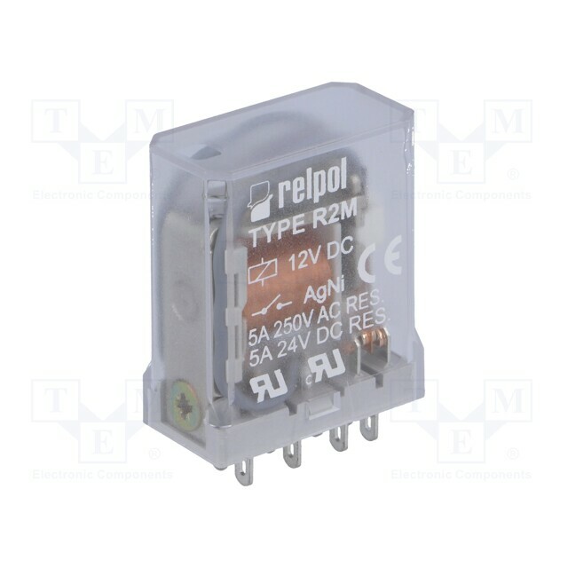 RELPOL Relay: electromagnetic; Ucoil: 12VDC; DPDT