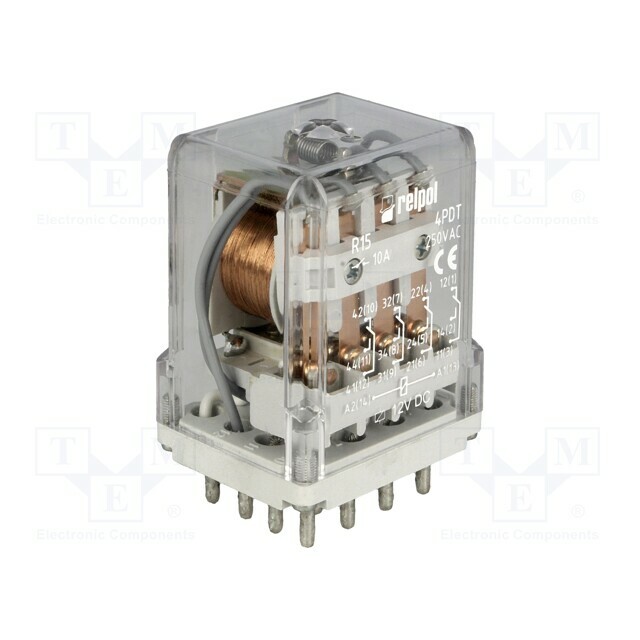 RELPOL Relay: electromagnetic; Ucoil: 12VDC; 4PDT