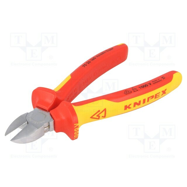 KNIPEX Side,cutting,insulated; 160mm; Cut: