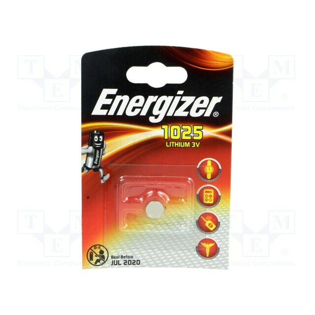 ENERGIZER Battery: lithium; coin; CR1025; 3V