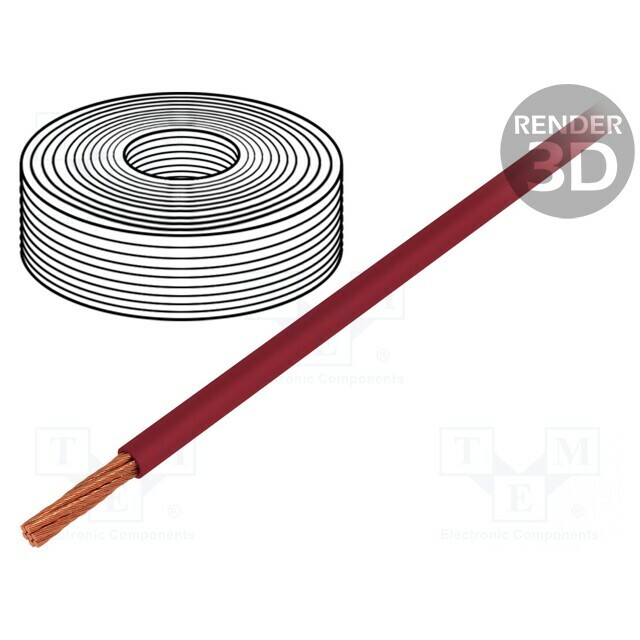 4CARMEDIA Mains cable; red; Package: 30m