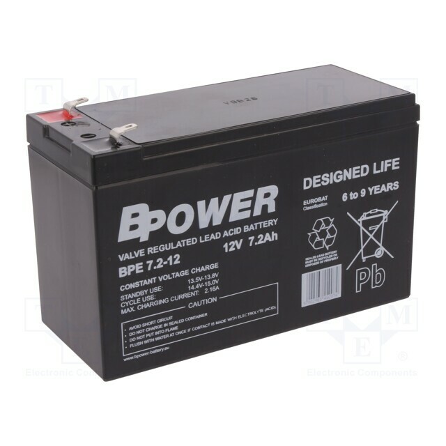 BPOWER Re-battery: acid-lead; 12V; 7.2Ah