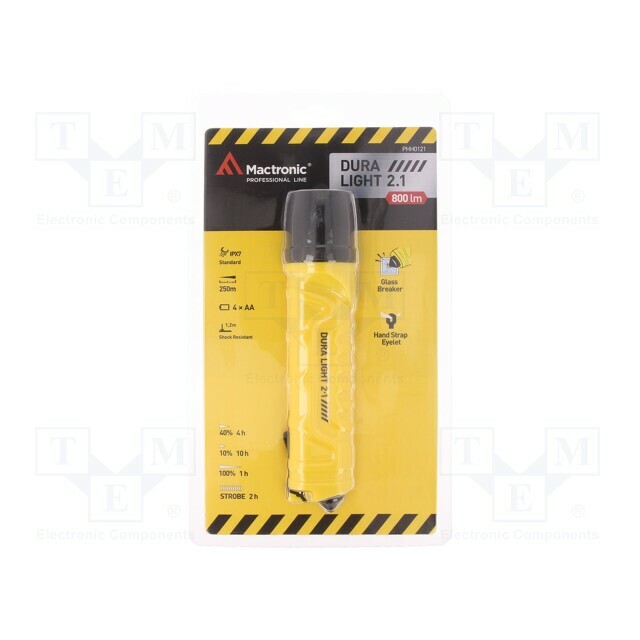MACTRONIC Torch: standard; 800lm; yellow-black; Ø40x172mm