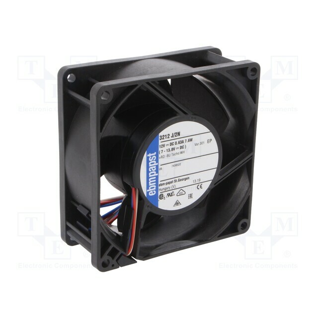 EBM-PAPST Fan: DC; 92x92x38mm; axial; 12VDC
