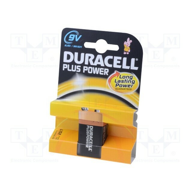 DURACELL Battery: alkaline; 6F22; 9V; non-rechargeable