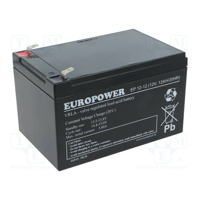 EUROPOWER Re-battery: acid-lead; 12V; 12Ah; AGM