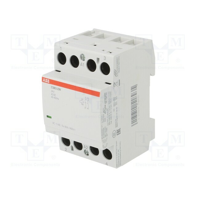 ABB Contactor: 2-pole installation; 63A; 24VAC