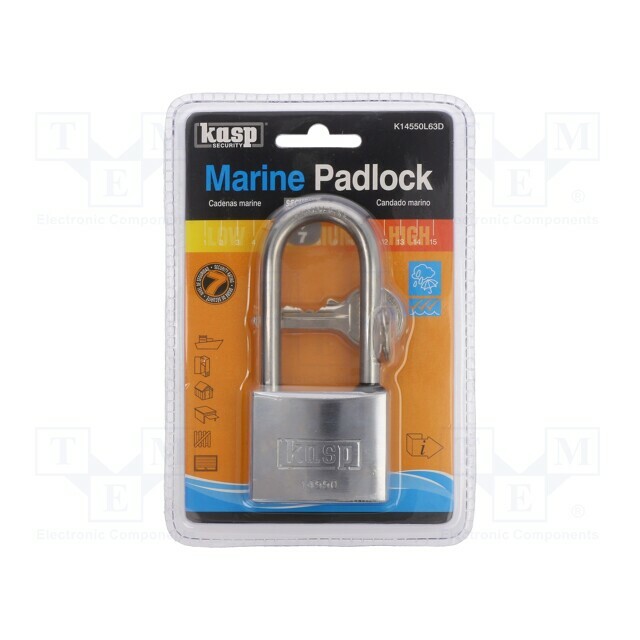 KASP Padlock; shackle; chrome plated brass