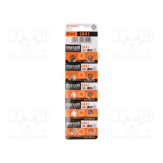 Battery: alkaline; coin; LR41,R736; 1