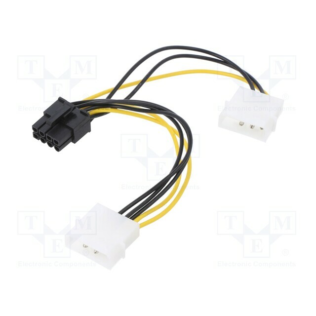 Cable: mains; Molex male x2,PCIe