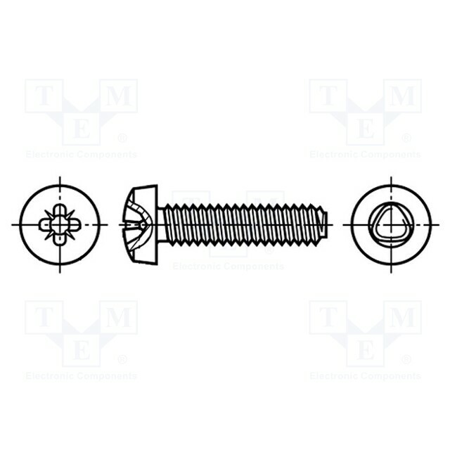 BOSSARD Screw; for metal; 3x5; Head: