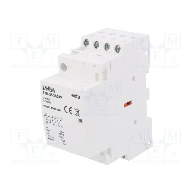 ZAMEL Contactor: 4-pole installation; 25A; 24VAC