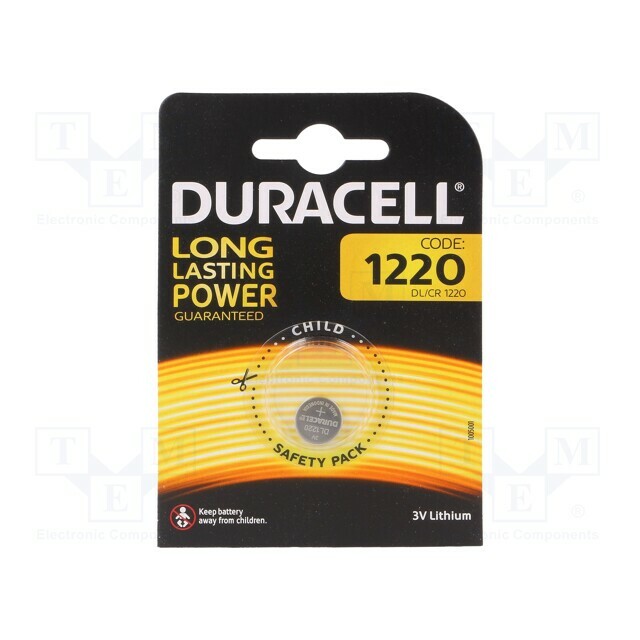 DURACELL Battery: lithium; coin; CR1220; 3V