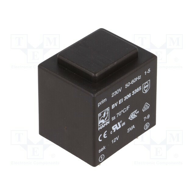 HAHN Transformer: encapsulated; 3VA; 230VAC; 12V