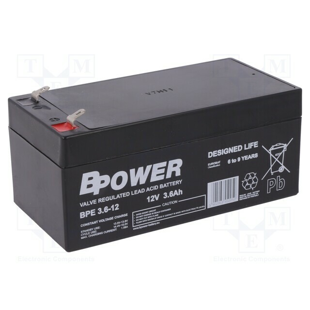 BPOWER Re-battery: acid-lead; 12V; 3.6Ah