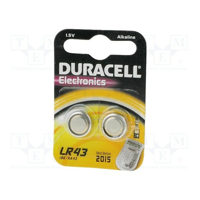 DURACELL Battery: alkaline; coin; LR43,R1142