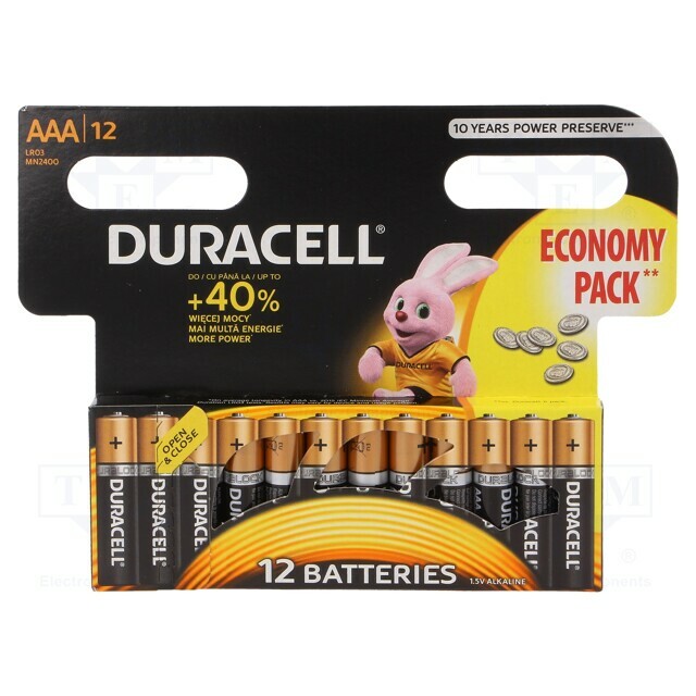 DURACELL Battery: alkaline; AAA,R3; 1