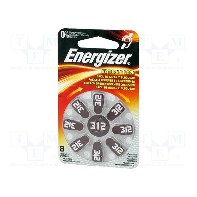 ENERGIZER Battery: zinc air (ZnO2); coin