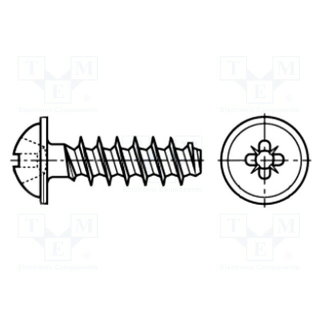 BOSSARD Screw; for plastic; 3x6; Head: