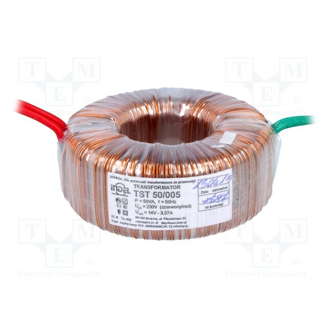 INDEL Transformer: toroidal; 50VA; 230VAC; 14V