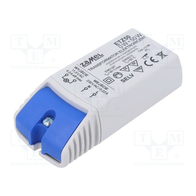 ZAMEL Transformer: electronic; 50VA; 230VAC; 11