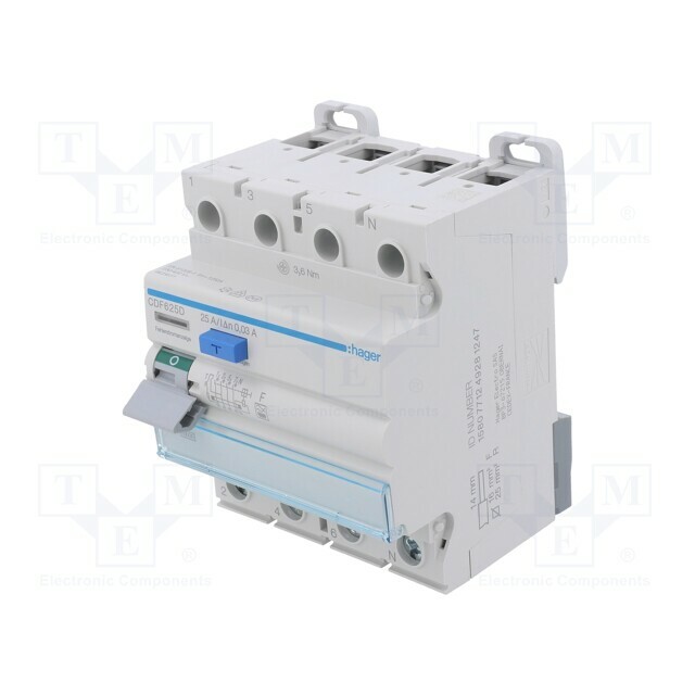 HAGER RCD breaker; Inom: 25A; Ires: