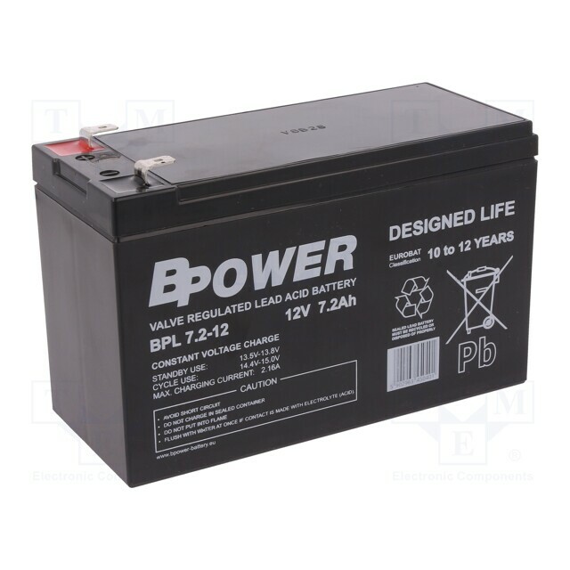 BPOWER Re-battery: acid-lead; 12V; 7.2Ah