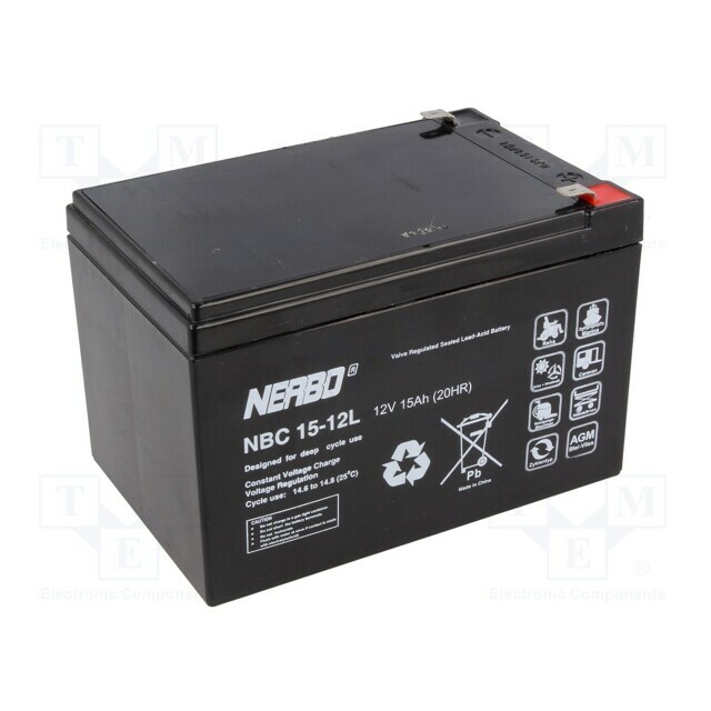 NERBO Re-battery: acid-lead; 12V; 15Ah; AGM