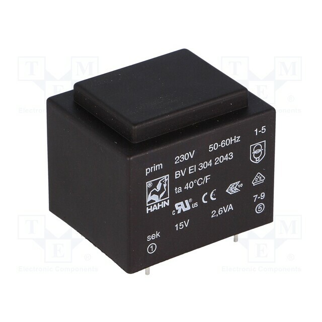 HAHN Transformer: encapsulated; 2.6VA; 230VAC