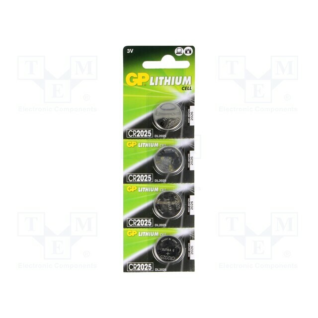 Battery: lithium; coin; CR2025; 3V; 160mAh
